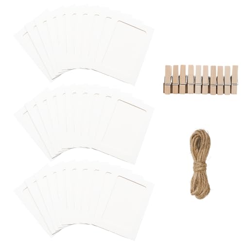 30Pcs 4x5Inch White Paper Photo Frames with String & Clips - color: White, size: 4x5inch