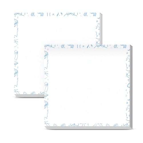 Sticky Notes 3x3 Inches, 2 Pads, Easy Post Cute Self-Stick Notes, Colorful Self Stick Notes Pads for Home Office Notebooks Accessories, Strong Adhesive Note Pad Blue Bows - color: Blue Bows