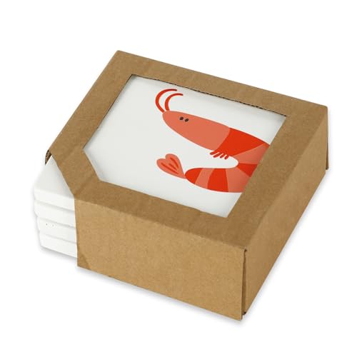 Beach Coasters for Drinks Set of 4, 3.94 Inch Square Resin - color: Red