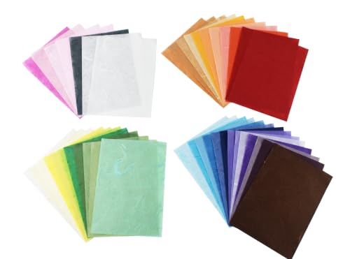 40 Mulberry Paper Japanese Handmade Assortment – Multicolor Origami & Craft Pack – Quality Fiber Sheets for Origami, Paper Art, Crafts & DIY Projects (A6 Size) - color: Pink , Red