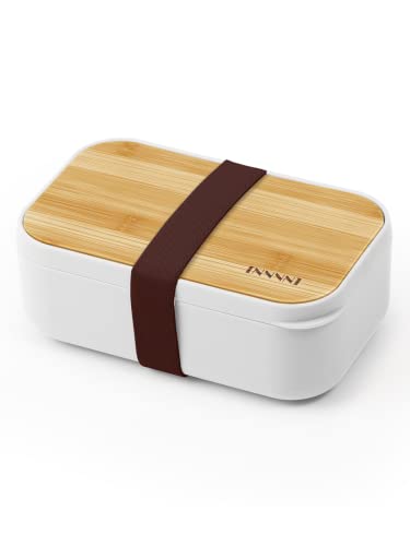 Bento Box Adult Lunch Box Containers - Japanese, Natural Bamboo Lid, Microwave safe, Dishwasher Safe, Small, Bpa free, Women, Cutlery & Chopsticks - color: White
