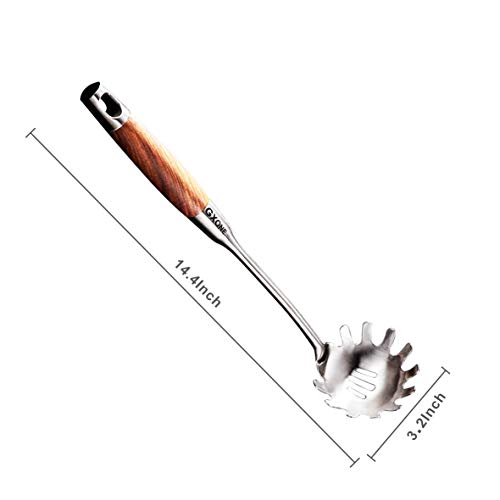 Spaghetti Spoon,304 Stainless Steel Pasta Spoon,Wooden Handle,14.2Inch - style: Pasta Spoon-wood handle
