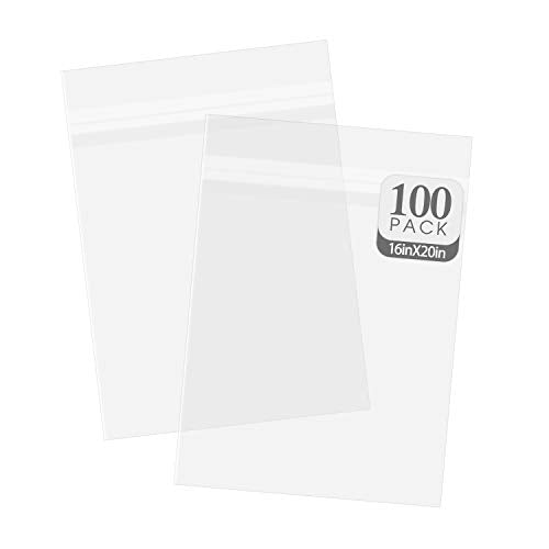 Golden State Art 16x20 Inch Crystal Sealed Clear Plastic Sleeves,100 Pack - size: 16-3/8 x 20-1/8