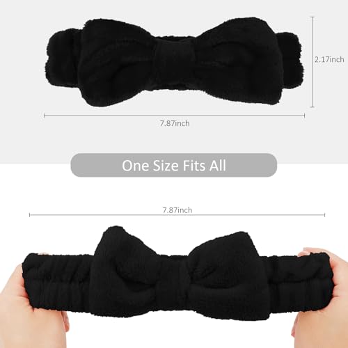 10 Pack Black Soft Spa Headbands Bulk for Women Girls - color: Black