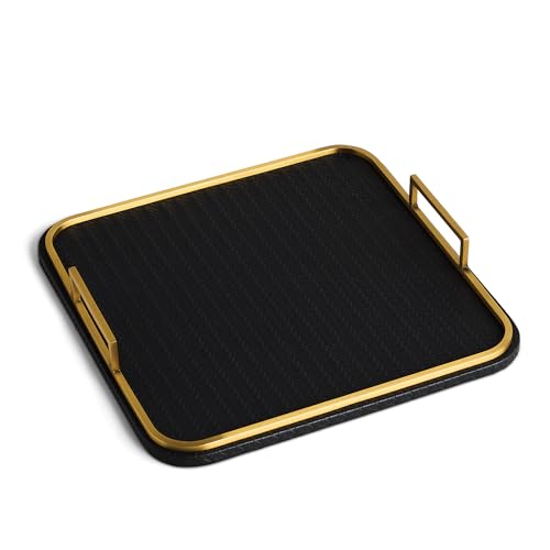 Preston Lane Mayfair Decorative Coffee Table Tray, Faux Leather - Ink - color: Ink
