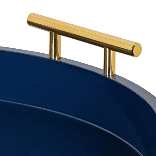 Kate and Laurel Lipton Modern Round Tray, 18" Diameter, Navy Blue and Gold, Decorative Accent Tray for Storage and Display - color: Navy Blue, size: 18"