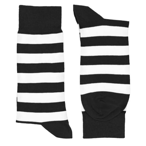 tiemart Men's Socks, Fits Men's Shoe Sizes 8-12 - color: Black and White Striped