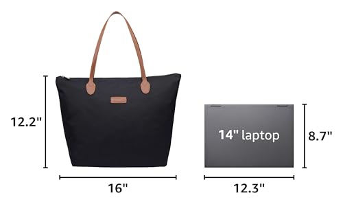 Water Resistant Light Weight Nylon Tote Bag Handbag - color: Black, size: Medium