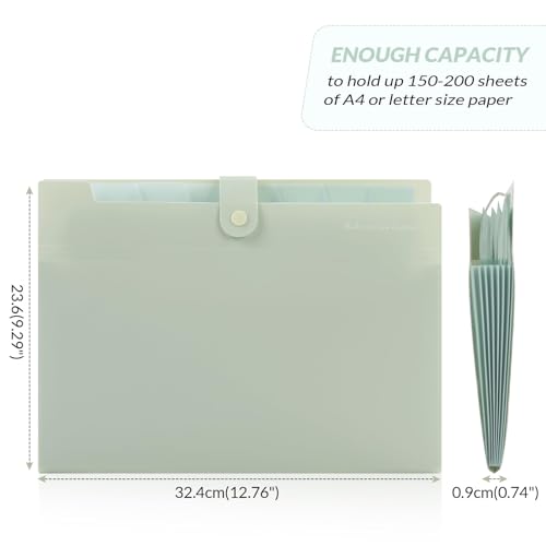 SKYDUE Expanding File Organizer with 8 Pockets, Accordion File Folders with Labels, Portable Document Paper Bill Receipt Organizer, Home College School Office Supplies, Letter Size,Light Green - color: Light Green