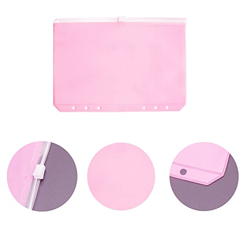 Pink A5 Binder Pockets 12pcs Zipper Cash Envelopes - color: 12pcs Pink Color, size: A5