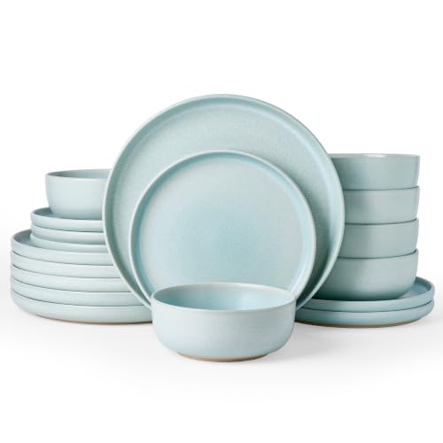 Famiware Milkyway 18-Piece Stoneware Dinnerware Set, Light Blue - color: Light Blue, size: Service for 6 (Standard Dinner Set)