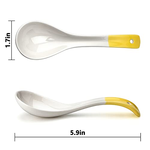 Ceramic Dessert Spoons Set Long Handle Cereal Spoon Korean Porcelain Spoons