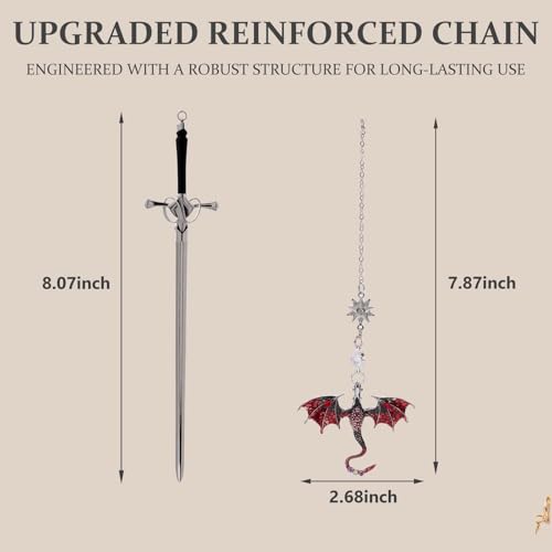 Fourth Wing Dragon Sword Cute Bookmark Book Mark for Reading Women Gifts - color: Silver Red