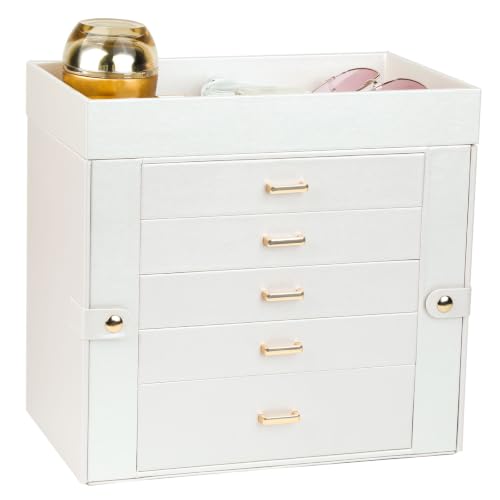 BOOVO Large Jewelry Boxes For Women (Pearl White, 6 Layer) - color: Pearl White, size: 6 Layer