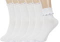 BomKinta Ruffle Socks Women Turn-Cuff Frilly Sock Cotton Crew Socks - color: All White
