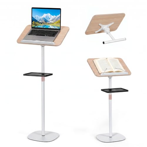 2-in-1 Floor & Desktop Music Book Stand, Adjustable Height 19.7-51.2 in - color: White