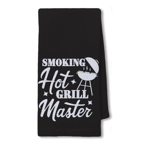 Funny BBQ Grilling Kitchen Hand Towels 16x24 Inch, Father's Day Grilling Gifts for Men Chef, Smoking Hot Grill Master Decorative Hand Towels for Kitchen - color: Master