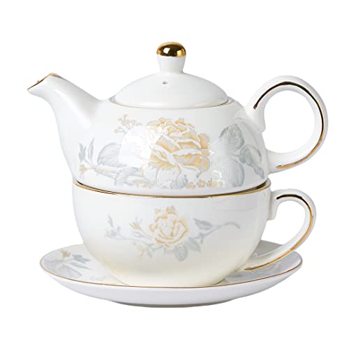 Tea for One Set, Teapot and Cup Set, Gold Rose - color: Gold Rose