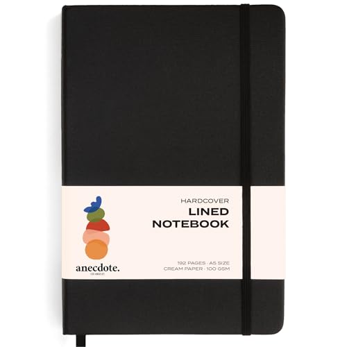 ANECDOTE. Lined Journal Notebook,192 Pages, A5 size: 8.3" x 5.4"| Hardcover - color: Black, size: 8.3" x 5.4"