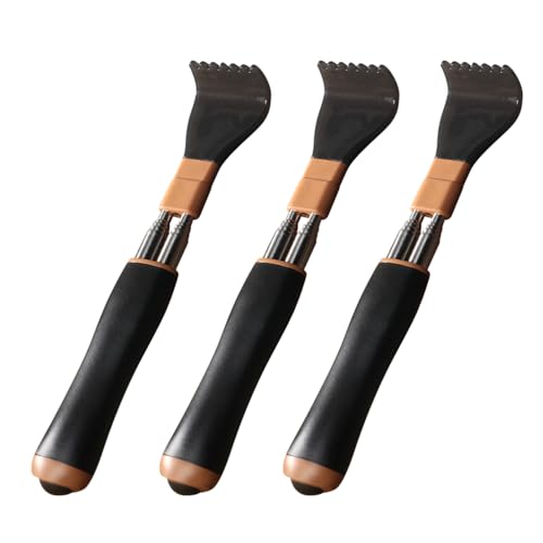 Portable Extendable Double-Pole Back Scratcher（8.3-21.3in），Hand Massager for Scratching Itches, Strong and Sturdy,Good Practical and Novel Gifts for Friends and Family. (Black, 3 Pack) - color: Black, size: 3 Pack