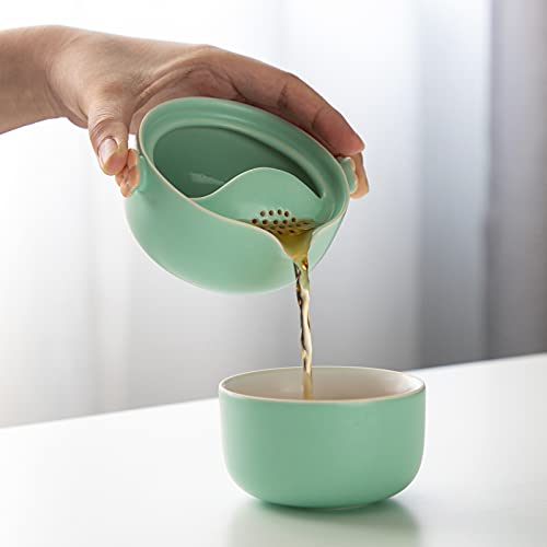 HEER Gaiwan Travel Tea Set for One, Light Blue - color: Blue