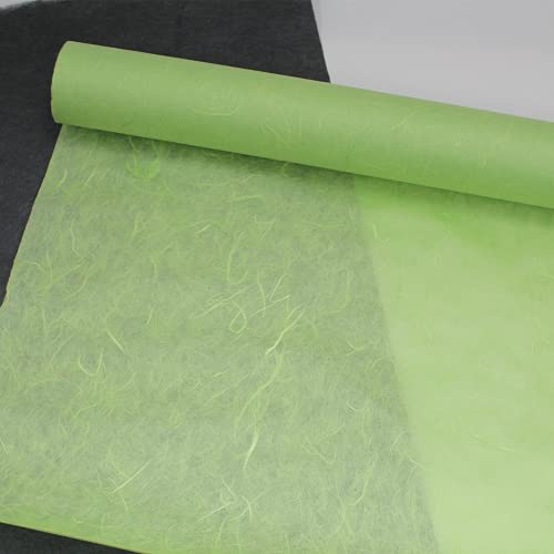 Korean Traditional Mulberry Paper, Colored Hanji Paper Roll, Natural Fiber Texture, Unyong (Light Green, 10.4" x 787.4") - color: Light green, size: 10.4" x 787.4"