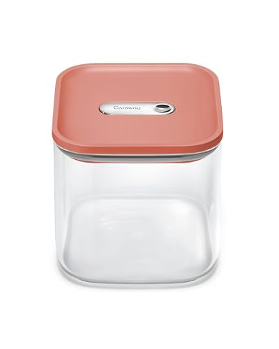 Caraway 2.5 qt Glass Airtight Food Storage Container with Lid - color: Perracotta, size: 2.5qt Container