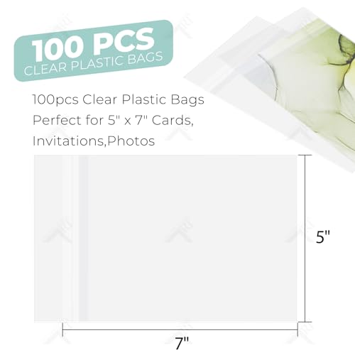 Golden State Art Acid Free Crystal Sealed Clear Bags,5x7 inches,100 Pack - size: 5x7