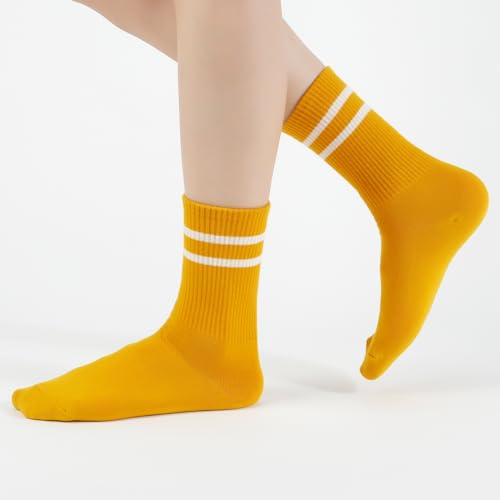 Womens Cotton Crew & Ankle Socks, Cute Floral Ruffle Colorful Tube Size 6-9 - color: Tube Striped a