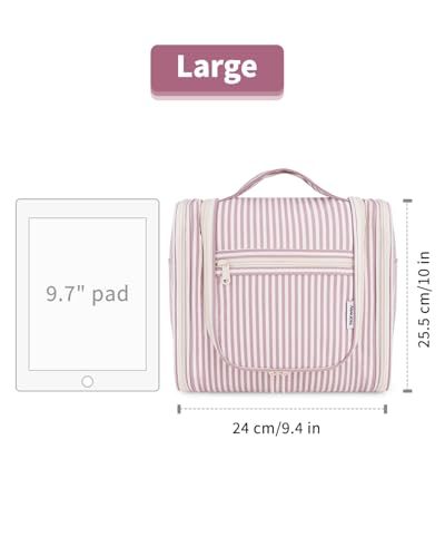 Narwey Large Hanging Travel Toiletry Bag for Women, Makeup Cosmetic Bag - color: CA-Dusty Rose Stripe, size: Large