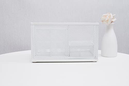 Annova Mesh Desk Organizer Office with 7 Compartments + Drawer/Desk Tidy Candy/Pen Holder/Multifunctional Organizer (White) - color: White