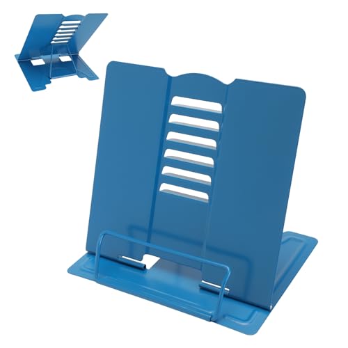 Metal Book Stand Adjustable Book Holder for Reading - color: Dark Blue