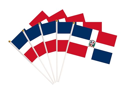 50 Pack Dominica Dominican Flags Small Mini Hand Held Dominica Dominican on Stick Flags, Miniature National Country Flags,Party Decorations Supplies for Parades,International Festival - color: Dominica
