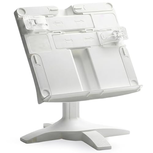 Adjustable Book Stand for Reading with Page Clips,Hands Free Portable Book Holder,with 5 Transparent Sticky Notes and 1 Index Tab, Foldable,Suitable for Cookbooks,Textbooks,Magazines,Laptops,Tablets