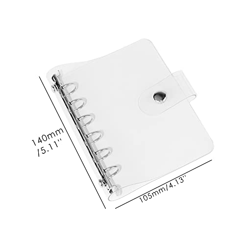 A7 Binder Cover 6-Ring Planner 4.3x5.7 Inch Pocket Size Clear Soft PVC Notebook Round Ring Binder Cover Protector Snap Button Closure Loose Leaf Folder - color: Transparent, size: A7 (110mm x 145mm)