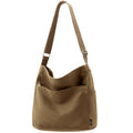 KALIDI Canvas Tote Bag Zipper Large Crossbody Shoulder Bag Messenger Bag - color: Abrown