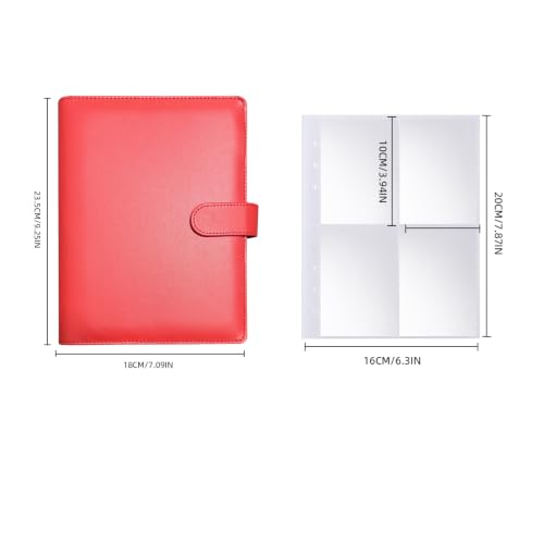 A5 Kpop Photocard Binder, 6 Ring Binder Collector’s Album with 240 Card Slots, PU Leather Binder Cover for Organizing K-Pop, Trading Cards, Game Cards & Memorabilia (Red) - color: Red