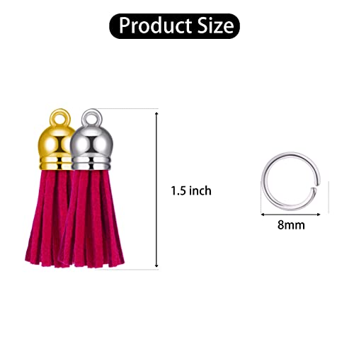 Hapeper 80 Pieces Leather Tassel Keychain Tassels Pendants Charm Tassel for DIY Crafts, Jewelry Making (1-1/2 Inch) - size: 1-1/2 Inch