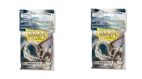 2 Packs Dragon Shield Inner Sleeve Clear Standard Size 100 ct Card Sleeves Individual Pack - color: Perfect Fit X2