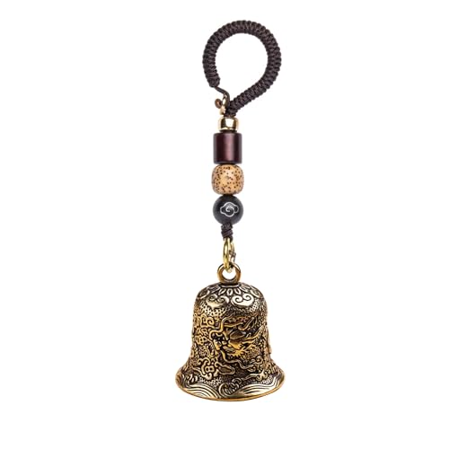 Brass Decorative Bells Keychain with Dragon Pattern, Hanging Lucky Bell for Car Keys or Backpack as Good Luck Charms - style: Dragon Bell