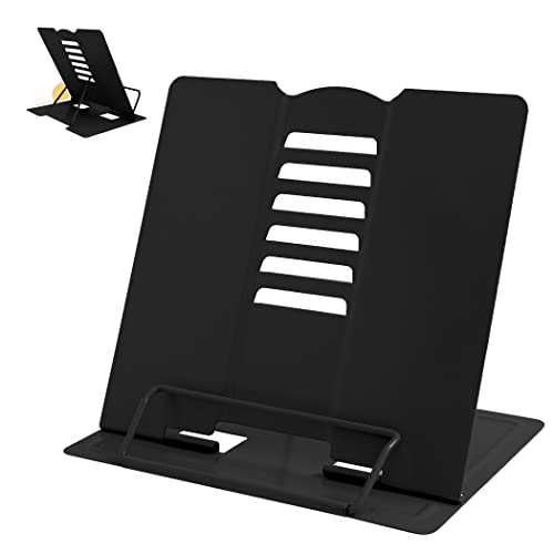 Camelmother Metal Book Holder Adjustable Book Stand for Reading - color: Full Black