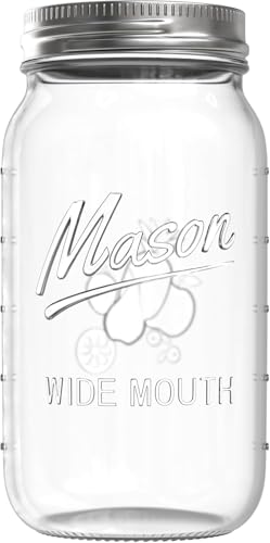 SEWANTA Wide Mouth Mason Jars 64 oz [2 Pack] With Mason Jar Lids and Bands, Mason Jars 64 oz - For Canning, Fermenting, Pickling - Jar Decor - Microwave/Freeze/Dishwasher Safe.