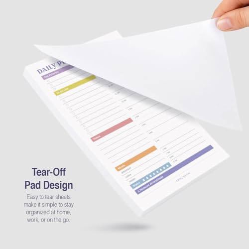 Daily Planner Notepad, 5.5 x 8.5" Tear-Off Pad – 70 Undated Sheets Focus-Enhancing Desktop Organizer with Hourly Schedule, To-Do List for Work, School (White, Colorful, 1 Pack) - size: Colorful, 1 Pack