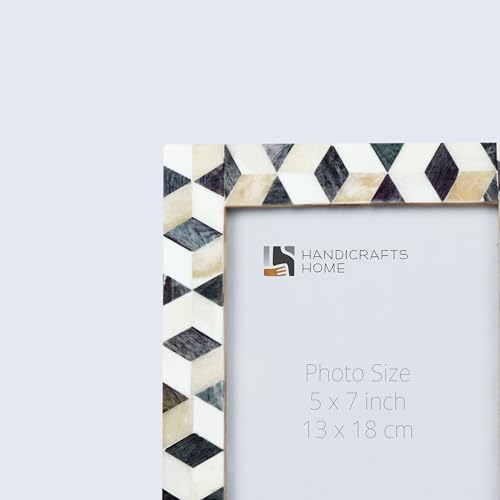 Handicrafts Home Handmade Bone Inlay Modern Grey & White Picture Frame,6x4 - color: ARTIC-MOSS- Grey White, size: 5X7