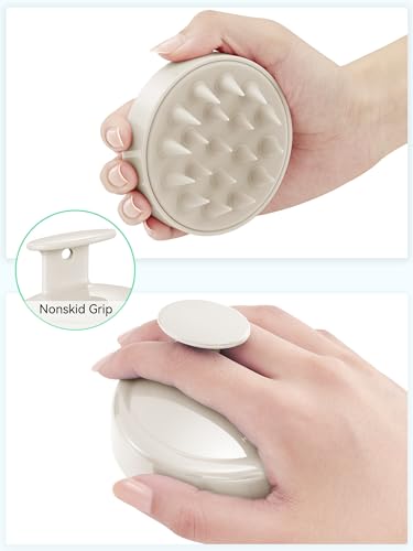 HEETA Scalp Massager Hair Growth Scrubber for Dandruff Removal Hair Care - color: Beige