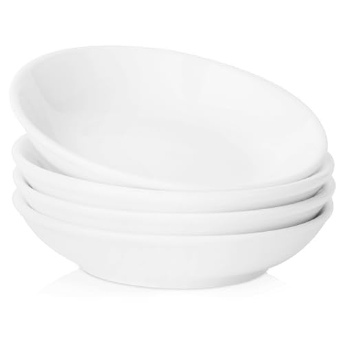 UIBFCWN 3 Oz Ceramic Dipping Bowls, Soy Sauce Dishes Set of 4, Dipping Sauce Cups/Bowls/Dishes for Kitchen, Mini Appetizer Plates for Condiment Sushi Ketchup BBQ Party, 4 Inch - size: 3 oz/4 in Round-4 Pack