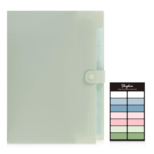SKYDUE Expanding File Organizer with 8 Pockets, Accordion File Folders with Labels, Portable Document Paper Bill Receipt Organizer, Home College School Office Supplies, Letter Size,Light Green - color: Light Green