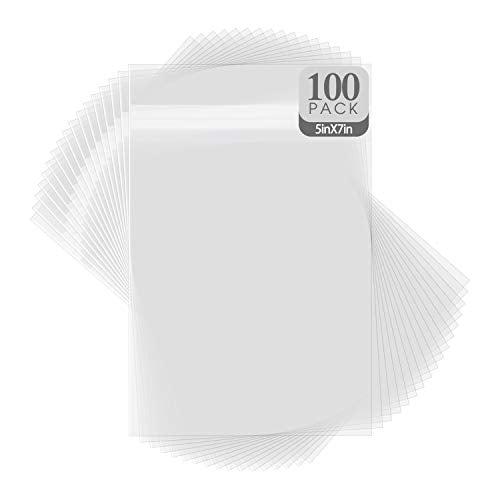 Golden State Art 5x7 Inch Crystal Sealed Clear Plastic Sleeves,100 Pack - size: 5-1/4 x 7-1/8