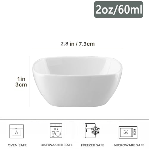 UIBFCWN 2oz Ceramic Dip Bowls Set, 20 PCS Soy Sauce Dish, Dipping Sauce Bowls/Dishes, Mini Square Serving Bowl for Side Dish, BBQ, Ketchup, Charcuterie Condiment - color: White, size: Square-20 Pack