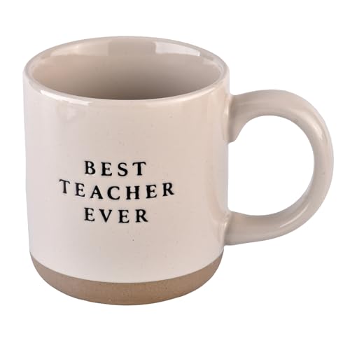 Sweet Water Decor Best Teacher Ever Stoneware Coffee Mugs - 14oz Cute Coffee Mugs for Hot & Cold Drinks - Dishwasher & Microwave Safe - Best gift for Educators & Teachers - Ideal Tea & Espresso Mugs - style: Best Teacher Ever